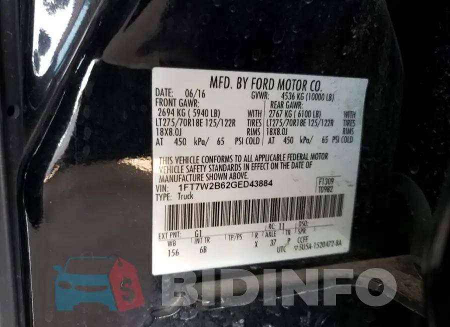1FT7W2B62GED43884 Photo# 13