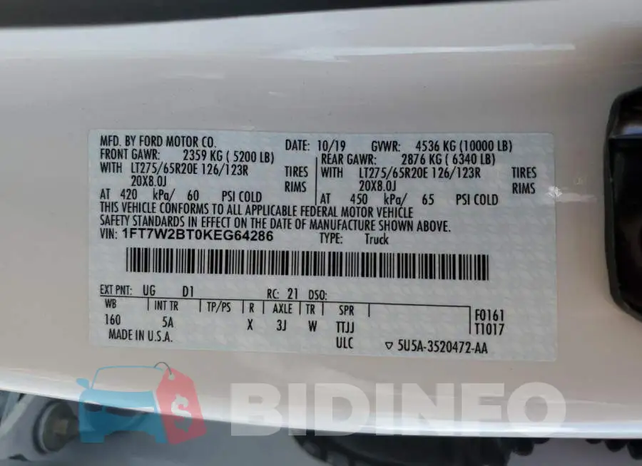 1FT7W2BT0KEG64286 Photo# 12