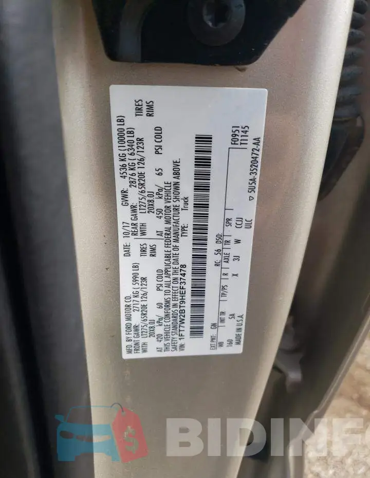 1FT7W2BT9HEF37478 Photo# 12