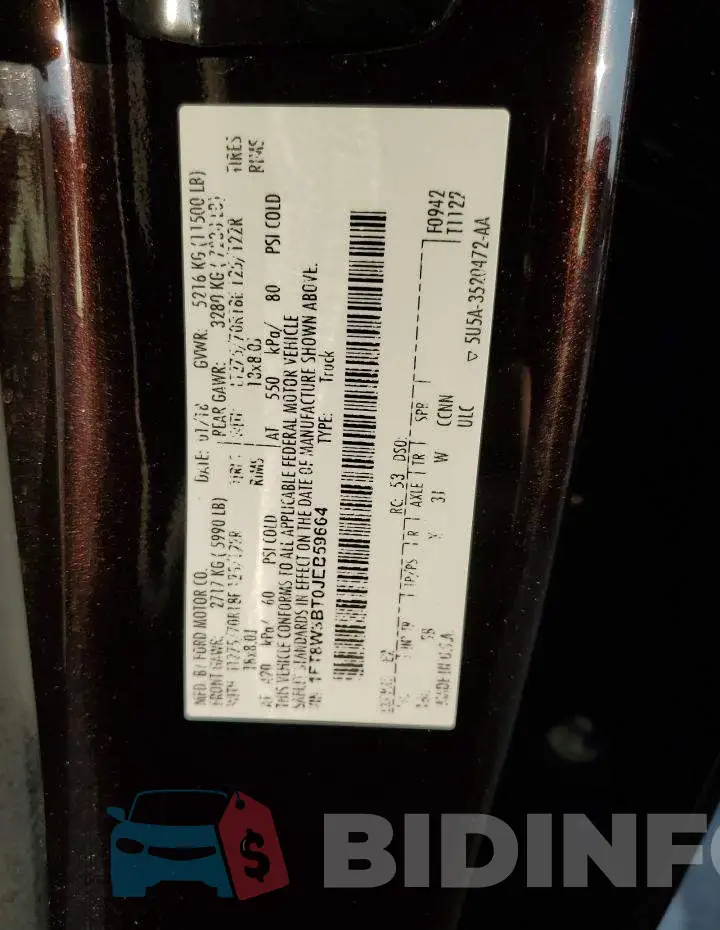 1FT8W3BT0JEB59664 Photo# 10