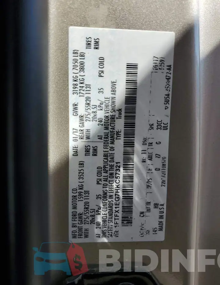 1FTFX1EG7HKC57321 Photo# 12