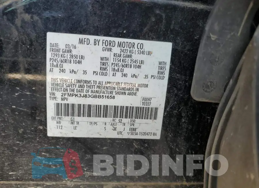 2FMPK3J83GBB51658 Photo# 13