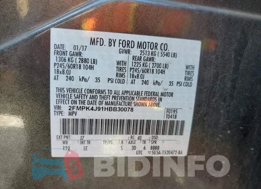 2FMPK4J91HBB30078 Photo# 12