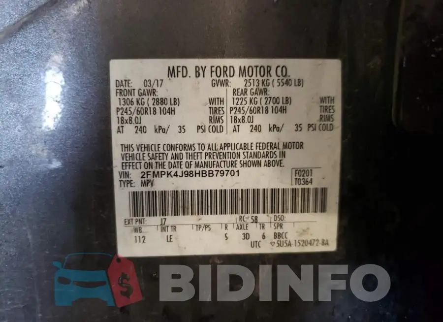 2FMPK4J98HBB79701 Photo# 13