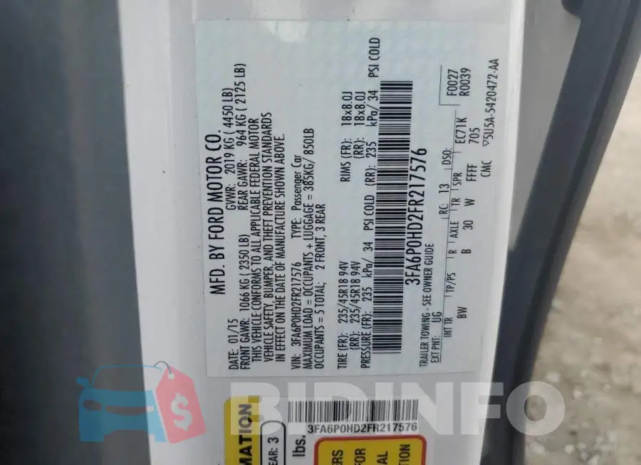 3FA6P0HD2FR217576 Photo# 12