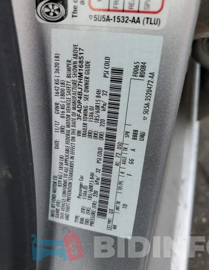 3FADP4BJ7HM168517 Photo# 13