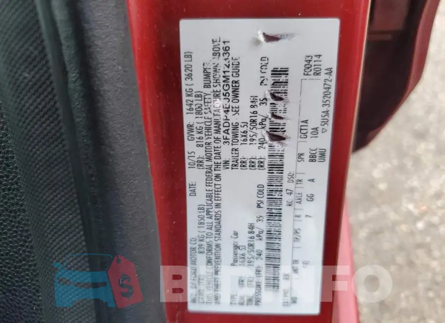 3FADP4EJ5GM123361 Photo# 12