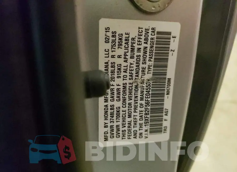 19XFB2F56FE045589 Photo# 12