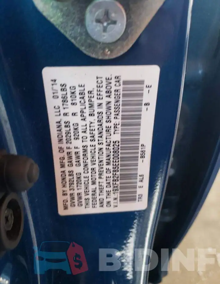 19XFB2F85EE008025 Photo# 13