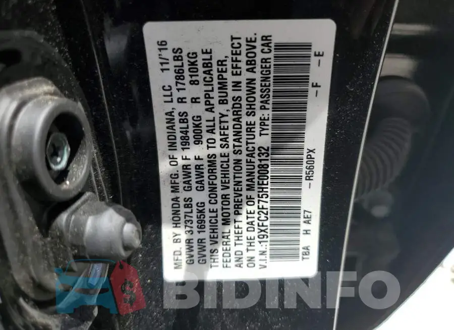 19XFC2F75HE008132 Photo# 12