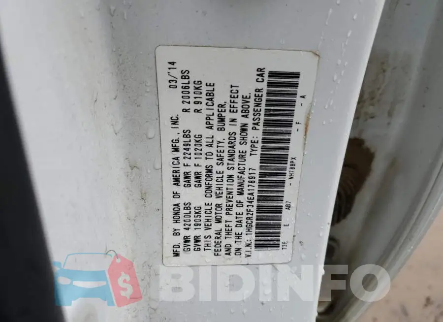 1HGCR2F34EA178917 Photo# 12