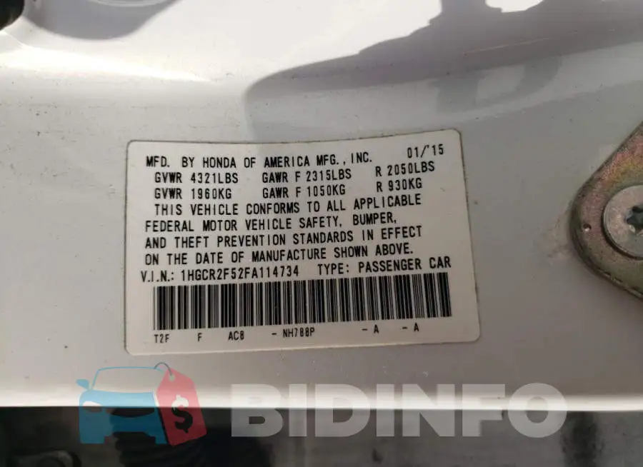 1HGCR2F52FA114734 Photo# 12