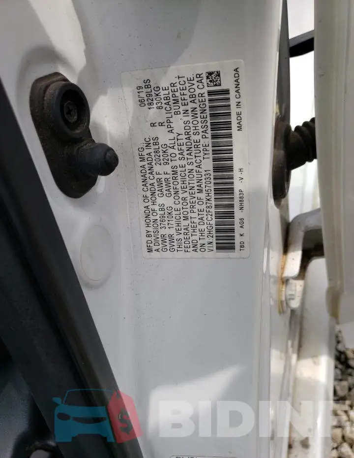 2HGFC2F87KH570331 Photo# 12