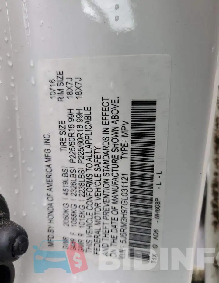 5J6RM3H97GL031121 Photo# 12