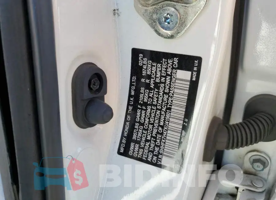 SHHFK7H47KU415601 Photo# 12