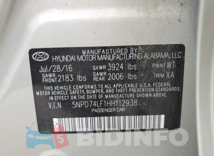 5NPD74LF1HH112938 Photo# 12