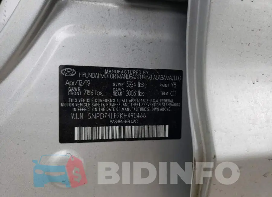 5NPD74LF2KH490466 Photo# 12
