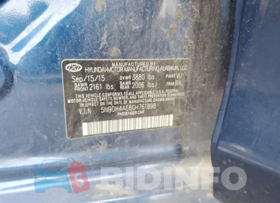 5NPDH4AE8GH761898 Photo# 10