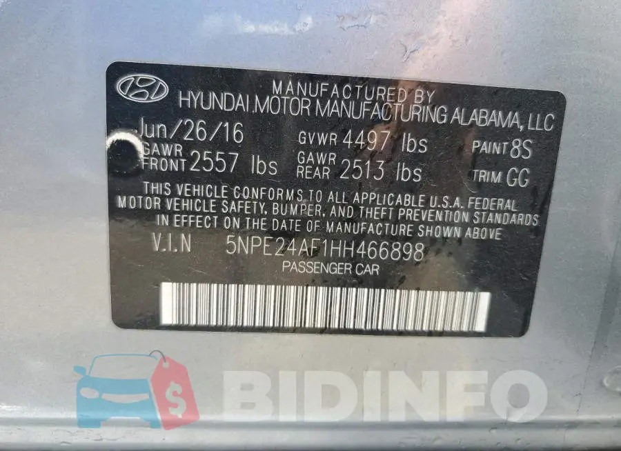 5NPE24AF1HH466898 Photo# 12