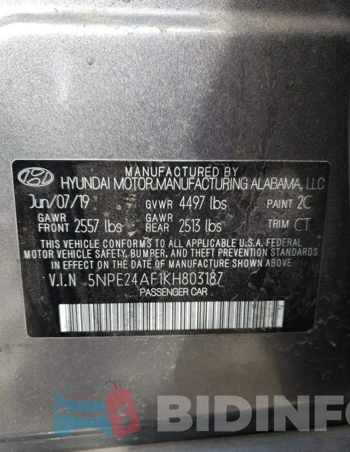 5NPE24AF1KH803187 Photo# 12