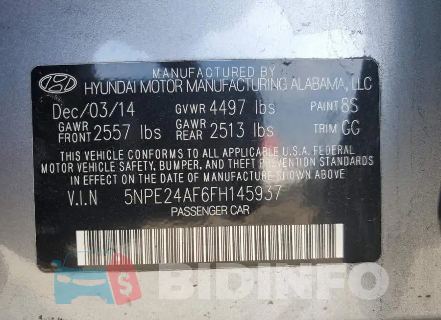 5NPE24AF6FH145937 Photo# 13