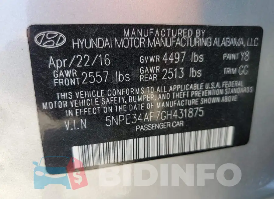 5NPE34AF7GH431875 Photo# 12