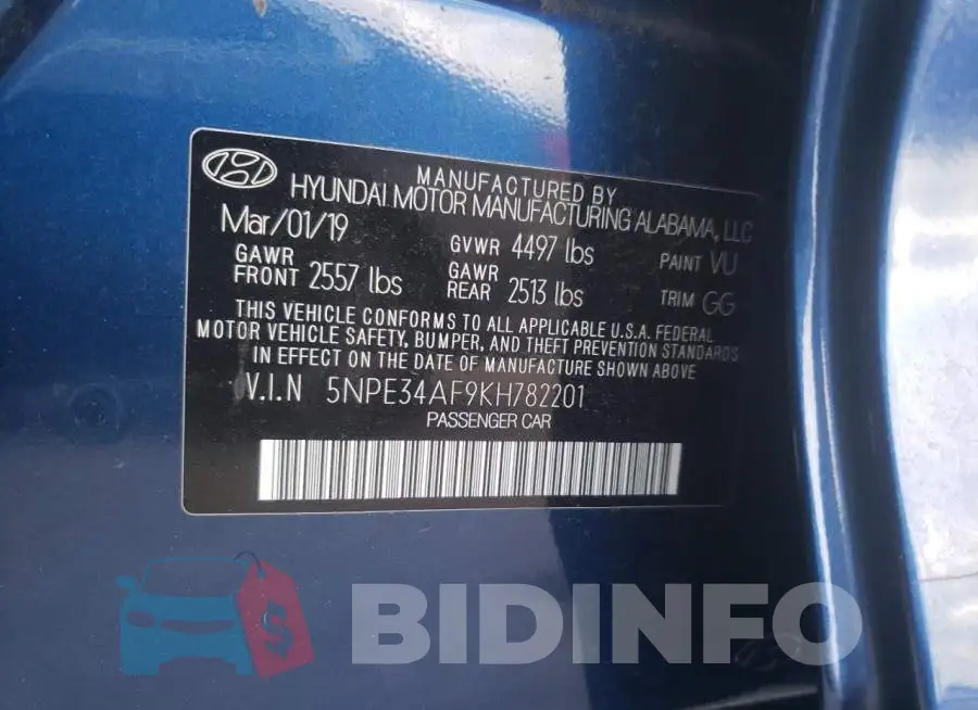 5NPE34AF9KH782201 Photo# 12