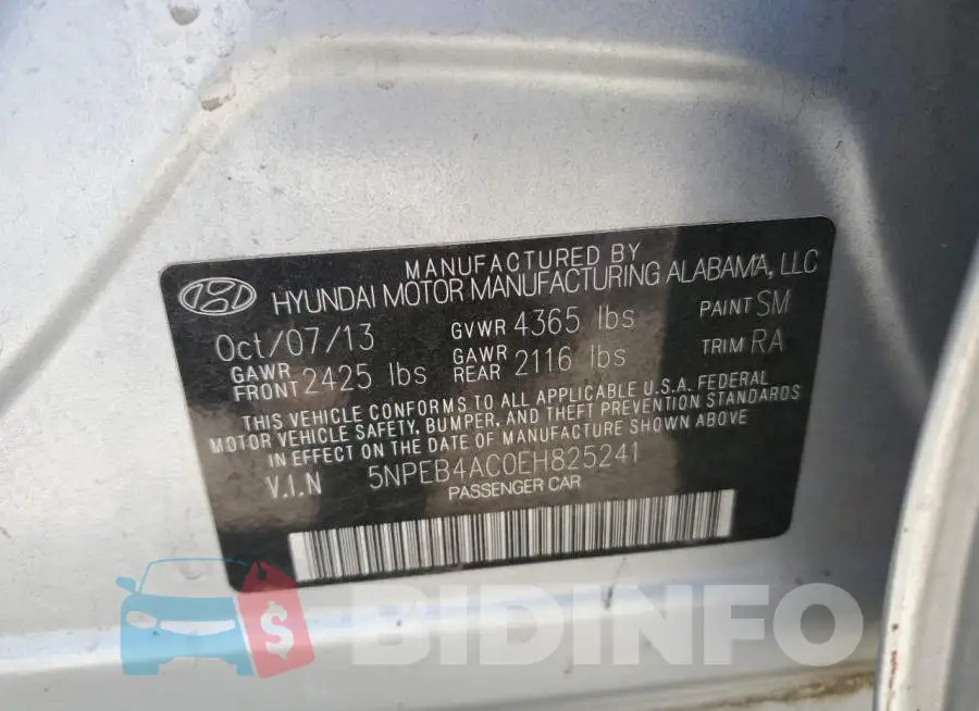 5NPEB4AC0EH825241 Photo# 12