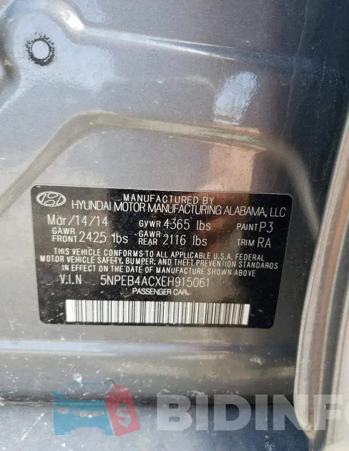 5NPEB4ACXEH915061 Photo# 12