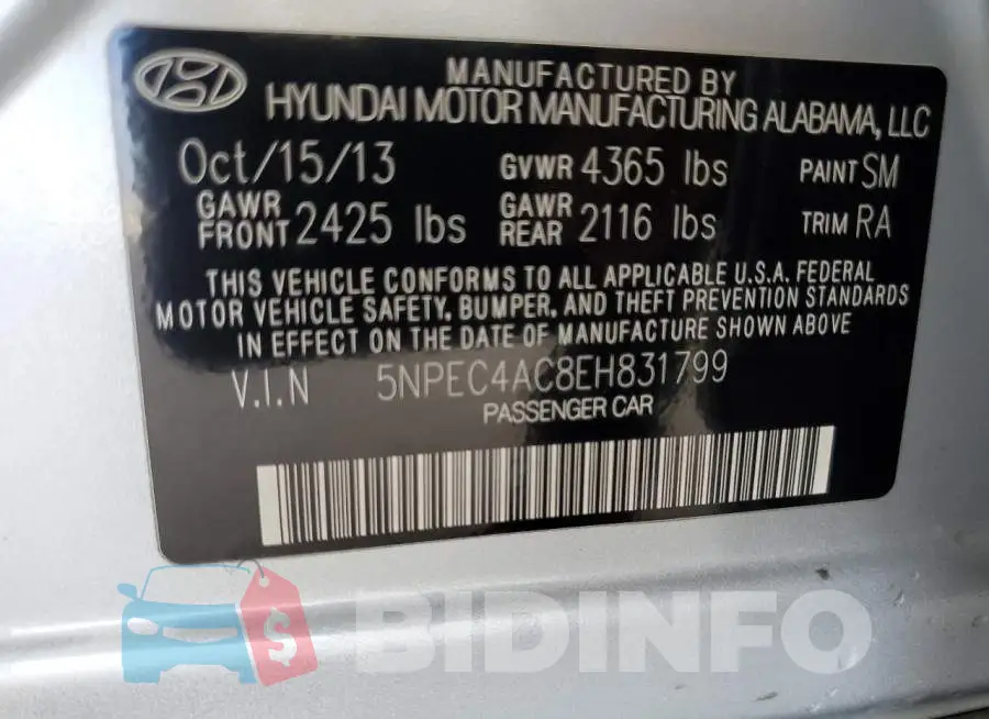 5NPEC4AC8EH831799 Photo# 13