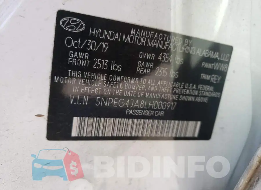 5NPEG4JA8LH000917 Photo# 12