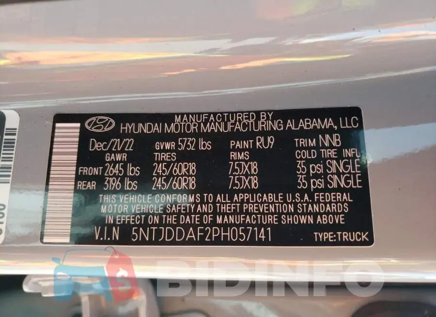 5NTJDDAF2PH057141 Photo# 13