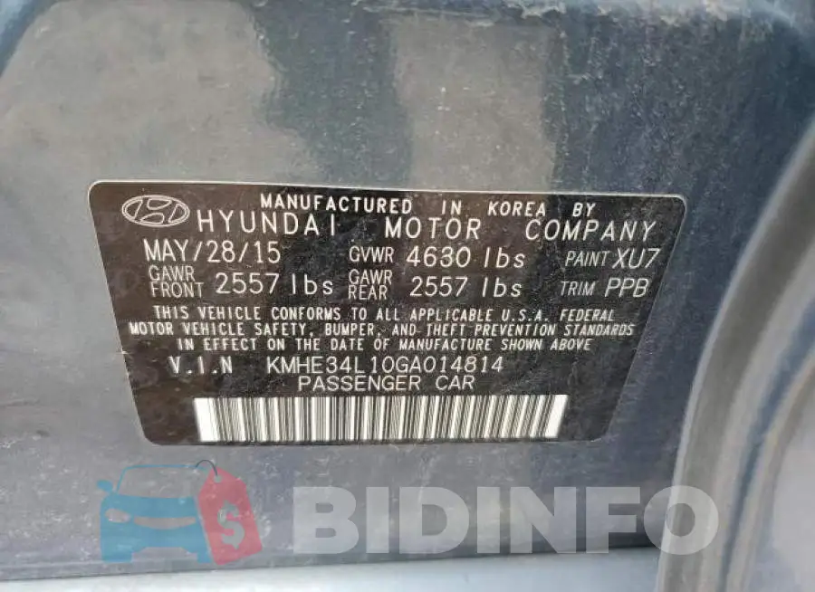 KMHE34L10GA014814 Photo# 12