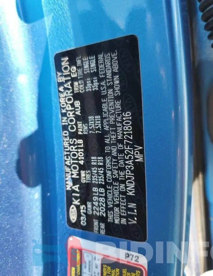 KNDJP3A52F7218016 Photo# 12
