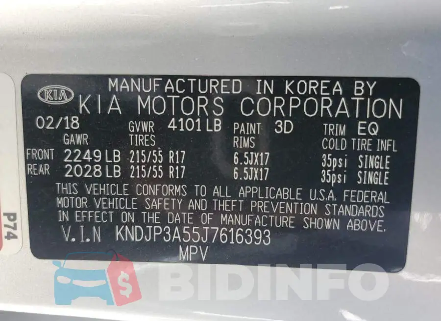 KNDJP3A55J7616393 Photo# 12