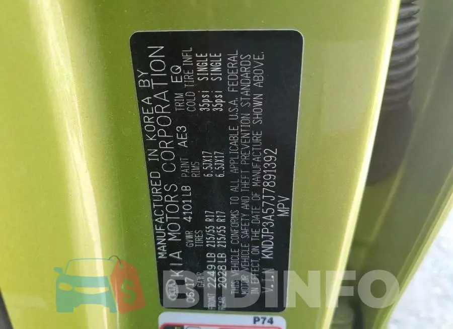 KNDJP3A57J7891392 Photo# 13
