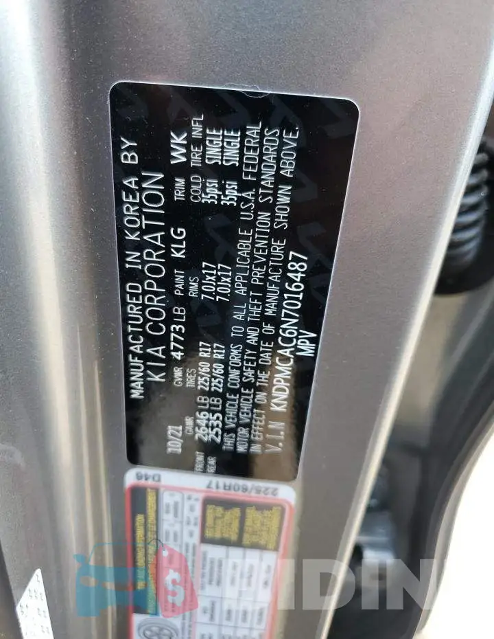 KNDPMCAC6N7016487 Photo# 13