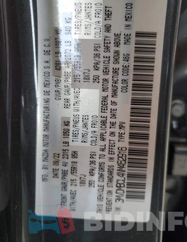 3MVDMBCL4NM452916 Photo# 13