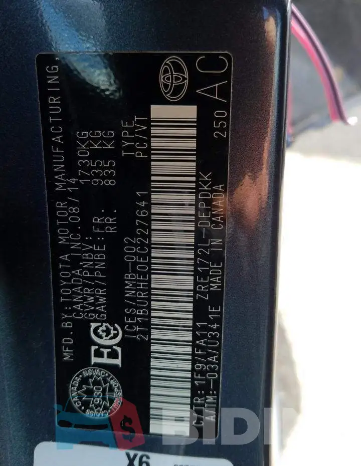 2T1BURHE0EC227641 Photo# 12
