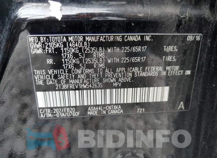 2T3BFREV1HW542635 Photo# 12