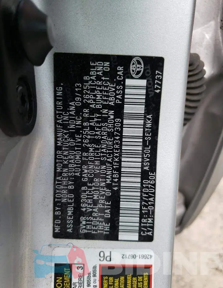 4T4BF1FKXER347309 Photo# 12