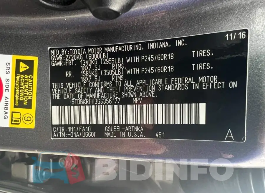 5TDBKRFH3GS356177 Photo# 10