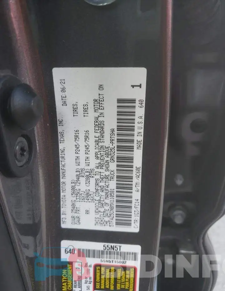 5TFAZ5CN8MX110581 Photo# 12