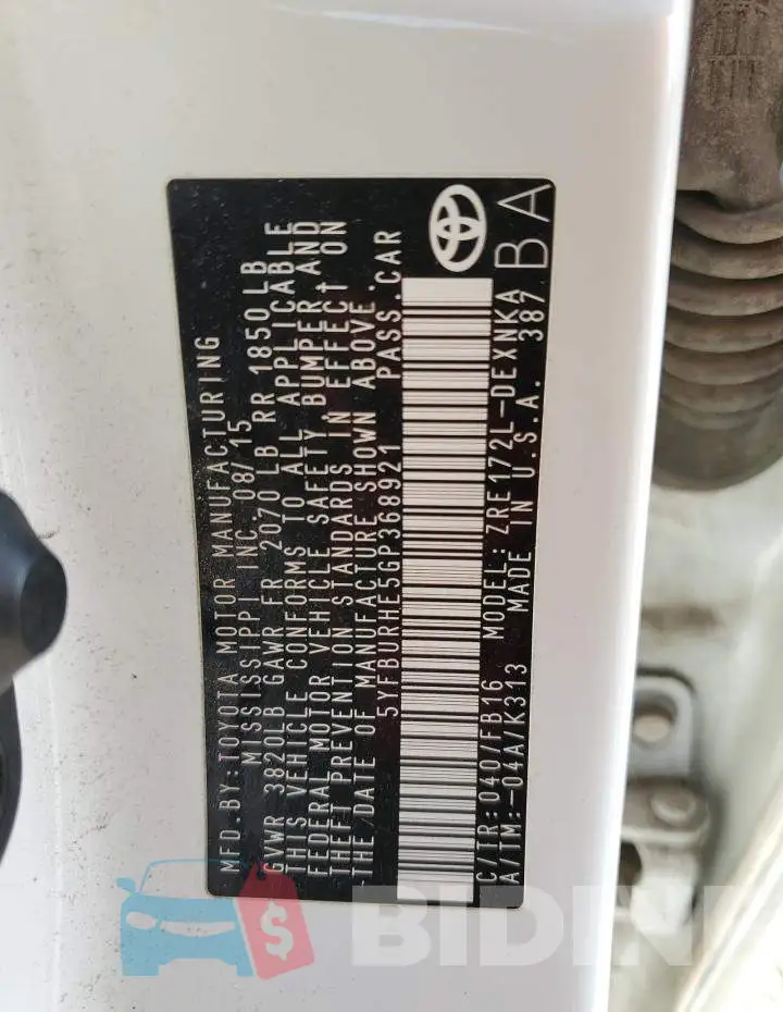 5YFBURHE5GP368921 Photo# 13