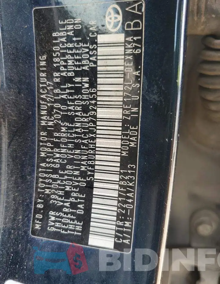 5YFBURHEXJP792456 Photo# 12