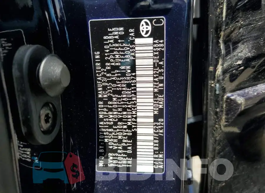 5YFP4MCE5NP111674 Photo# 12