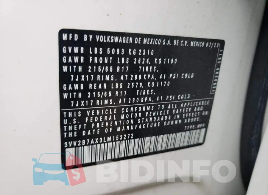 3VV2B7AX3LM153272 Photo# 14