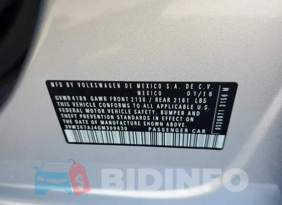 3VW267AJ4GM309630 Photo# 12