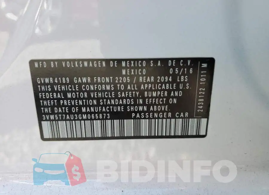 3VW5T7AU3GM065873 Photo# 12