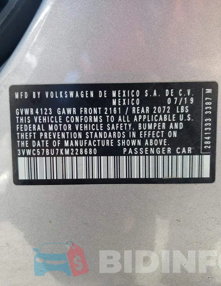 3VWC57BU7KM228680 Photo# 12